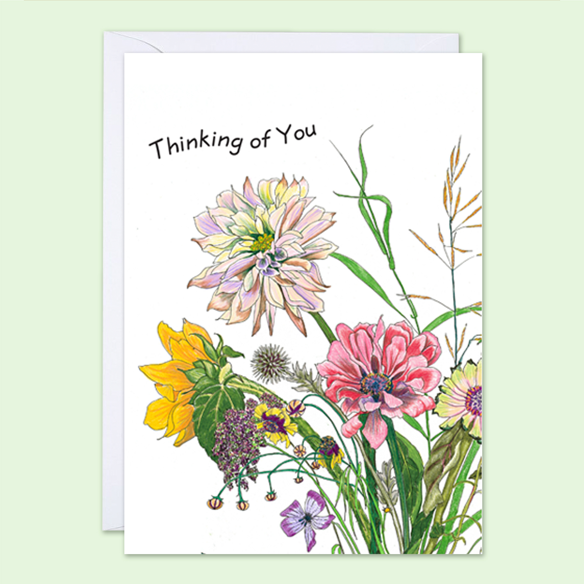 Vivid Cottage colored pencil drawing of flower bouquet