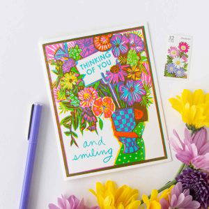 Thinking of You and Smiling Friendship Letterpress Card